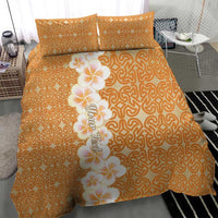 Personalised Tufi Tapa and Tattoo Festival Bedding Set Oro Tapa Cloth With Plumeria - Polynesian Pride