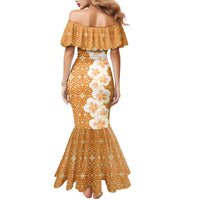 Personalised Tufi Tapa and Tattoo Festival Family Matching Mermaid Dress and Hawaiian Shirt Oro Tapa Cloth With Plumeria - Polynesian Pride