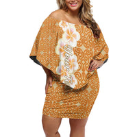 Personalised Tufi Tapa and Tattoo Festival Family Matching Off Shoulder Short Dress and Hawaiian Shirt Oro Tapa Cloth With Plumeria - Polynesian Pride