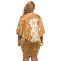 Personalised Tufi Tapa and Tattoo Festival Family Matching Off Shoulder Short Dress and Hawaiian Shirt Oro Tapa Cloth With Plumeria - Polynesian Pride