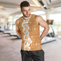 Personalised Tufi Tapa and Tattoo Festival Men Tank Top Oro Tapa Cloth With Plumeria - Polynesian Pride