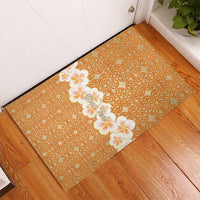 Personalised Tufi Tapa and Tattoo Festival Rubber Doormat Oro Tapa Cloth With Plumeria LT14 - Polynesian Pride