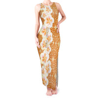 Personalised Tufi Tapa and Tattoo Festival Tank Maxi Dress Oro Tapa Cloth With Plumeria - Polynesian Pride