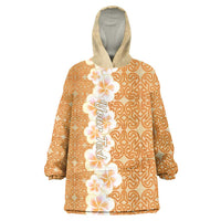 Personalised Tufi Tapa and Tattoo Festival Wearable Blanket Hoodie Oro Tapa Cloth With Plumeria - Polynesian Pride