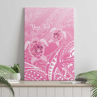Personalised Polynesia Breast Cancer Awareness Canvas Wall Art No One Fights Alone Turtle Ribbon - Pink Version