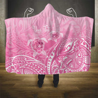 Personalised Polynesia Breast Cancer Awareness Hooded Blanket No One Fights Alone Turtle Ribbon - Pink Version