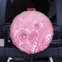 Personalised Polynesia Breast Cancer Awareness Spare Tire Cover No One Fights Alone Turtle Ribbon - Pink Version
