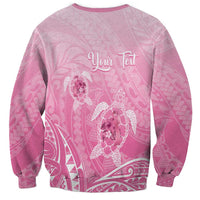 Personalised Polynesia Breast Cancer Awareness Sweatshirt No One Fights Alone Turtle Ribbon - Pink Version