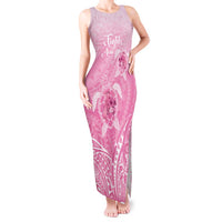 Personalised Polynesia Breast Cancer Awareness Tank Maxi Dress No One Fights Alone Turtle Ribbon - Pink Version