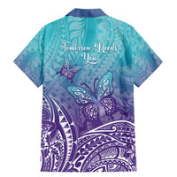 Polynesia Suicide Prevention Month Family Matching Mermaid Dress and Hawaiian Shirt Butterfly Purple And Teal Ribbon Tomorrow Needs You