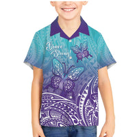 Polynesia Suicide Prevention Month Family Matching Mermaid Dress and Hawaiian Shirt Butterfly Purple And Teal Ribbon Tomorrow Needs You