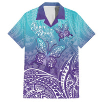 Polynesia Suicide Prevention Month Family Matching Summer Maxi Dress and Hawaiian Shirt Butterfly Purple And Teal Ribbon Tomorrow Needs You