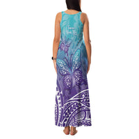 Polynesia Suicide Prevention Month Family Matching Tank Maxi Dress and Hawaiian Shirt Butterfly Purple And Teal Ribbon Tomorrow Needs You