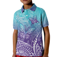 Polynesia Suicide Prevention Month Kid Polo Shirt Butterfly Purple And Teal Ribbon Tomorrow Needs You LT14 Kid Teal - Polynesian Pride