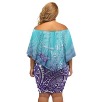 Polynesia Suicide Prevention Month Off Shoulder Short Dress Butterfly Purple And Teal Ribbon Tomorrow Needs You LT14 - Polynesian Pride