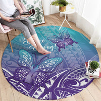 Polynesia Suicide Prevention Month Round Carpet Butterfly Purple And Teal Ribbon Tomorrow Needs You LT14 - Polynesian Pride