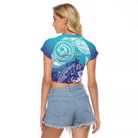 Personalised New Zealand Suicide Prevention Month Raglan Cropped T Shirt You Matter NZ Fern With Maori Koru Lizard LT14 - Polynesian Pride