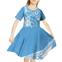 Personalised New Zealand Autism Awareness Kid Short Sleeve Dress NZ Fern With Maori Koru Lizard
