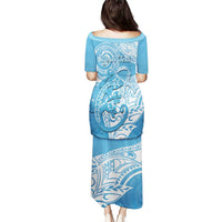 Personalised New Zealand Autism Awareness Puletasi NZ Fern With Maori Koru Lizard