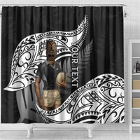 Custom New Zealand Silver Fern Rugby Shower Curtain 2024 Aotearoa Maori Mascot Go All Black