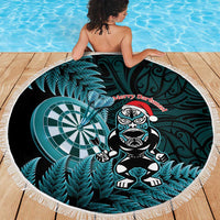 New Zealand Darts Christmas Beach Blanket Maori Fern Merry Dartsmas - Polynesian Pride