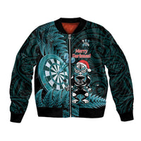 Personalised New Zealand Darts Christmas Bomber Jacket Maori Fern Merry Dartsmas - Polynesian Pride