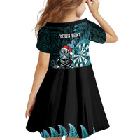 Personalised New Zealand Darts Christmas Family Matching Off Shoulder Short Dress and Hawaiian Shirt Maori Fern Merry Dartsmas - Polynesian Pride