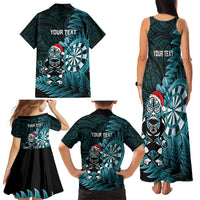 Personalised New Zealand Darts Christmas Family Matching Tank Maxi Dress and Hawaiian Shirt Maori Fern Merry Dartsmas - Polynesian Pride