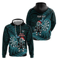 Personalised New Zealand Darts Christmas Hoodie Maori Fern Merry Dartsmas - Polynesian Pride