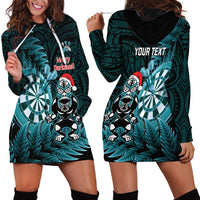 Personalised New Zealand Darts Christmas Hoodie Dress Maori Fern Merry Dartsmas - Polynesian Pride