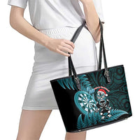 New Zealand Darts Christmas Leather Tote Bag Maori Fern Merry Dartsmas - Polynesian Pride
