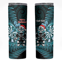 Personalised New Zealand Darts Christmas Skinny Tumbler Maori Fern Merry Dartsmas - Polynesian Pride