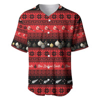 New Zealand Darts Christmas Baseball Jersey Merry Xmas Aotearoa Maori Red - Polynesian Pride