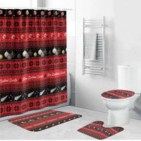 New Zealand Darts Christmas Bathroom Set Merry Xmas Aotearoa Maori Red LT14 Bathroom Set (4 pcs) Red - Polynesian Pride