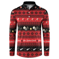 New Zealand Darts Christmas Button Sweatshirt Merry Xmas Aotearoa Maori Red - Polynesian Pride