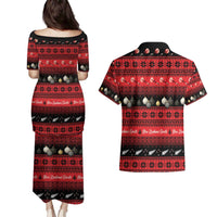 New Zealand Darts Christmas Couples Matching Puletasi and Hawaiian Shirt Merry Xmas Aotearoa Maori Red - Polynesian Pride