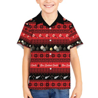 New Zealand Darts Christmas Family Matching Long Sleeve Bodycon Dress and Hawaiian Shirt Merry Xmas Aotearoa Maori Red - Polynesian Pride