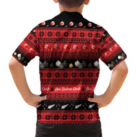 New Zealand Darts Christmas Family Matching Off Shoulder Short Dress and Hawaiian Shirt Merry Xmas Aotearoa Maori Red - Polynesian Pride