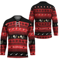 New Zealand Darts Christmas Hockey Jersey Merry Xmas Aotearoa Maori Red - Polynesian Pride