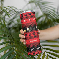 New Zealand Darts Christmas Skinny Tumbler Merry Xmas Aotearoa Maori Red - Polynesian Pride