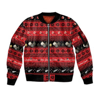 New Zealand Darts Christmas Sleeve Zip Bomber Jacket Merry Xmas Aotearoa Maori Red LT14 Unisex Red - Polynesian Pride