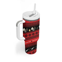 New Zealand Darts Christmas Tumbler With Handle Merry Xmas Aotearoa Maori Red - Polynesian Pride