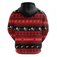 New Zealand Darts Christmas Zip Hoodie Merry Xmas Aotearoa Maori Red - Polynesian Pride