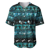 New Zealand Darts Christmas Baseball Jersey Merry Xmas Aotearoa Maori Paua Shell LT14 Cyan - Polynesian Pride