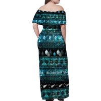 New Zealand Darts Christmas Family Matching Off Shoulder Maxi Dress and Hawaiian Shirt Merry Xmas Aotearoa Maori Paua Shell - Polynesian Pride