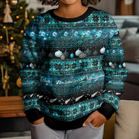 New Zealand Darts Christmas Kid Ugly Christmas Sweater Merry Xmas Aotearoa Maori Paua Shell - Polynesian Pride