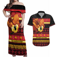 Papua New Guinea Christmas Couples Matching Off Shoulder Maxi Dress and Hawaiian Shirt Bikpela hamamas blong dispela Krismas - Polynesian Pride