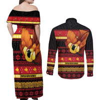 Papua New Guinea Christmas Couples Matching Off Shoulder Maxi Dress and Long Sleeve Button Shirt Bikpela hamamas blong dispela Krismas - Polynesian Pride