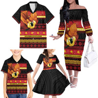 Papua New Guinea Christmas Family Matching Off The Shoulder Long Sleeve Dress and Hawaiian Shirt Bikpela hamamas blong dispela Krismas - Polynesian Pride