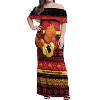 Papua New Guinea Christmas Off Shoulder Maxi Dress Bikpela hamamas blong dispela Krismas - Polynesian Pride